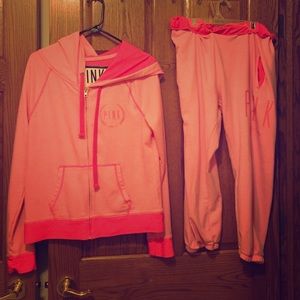 - Pink sweatshirt and pants